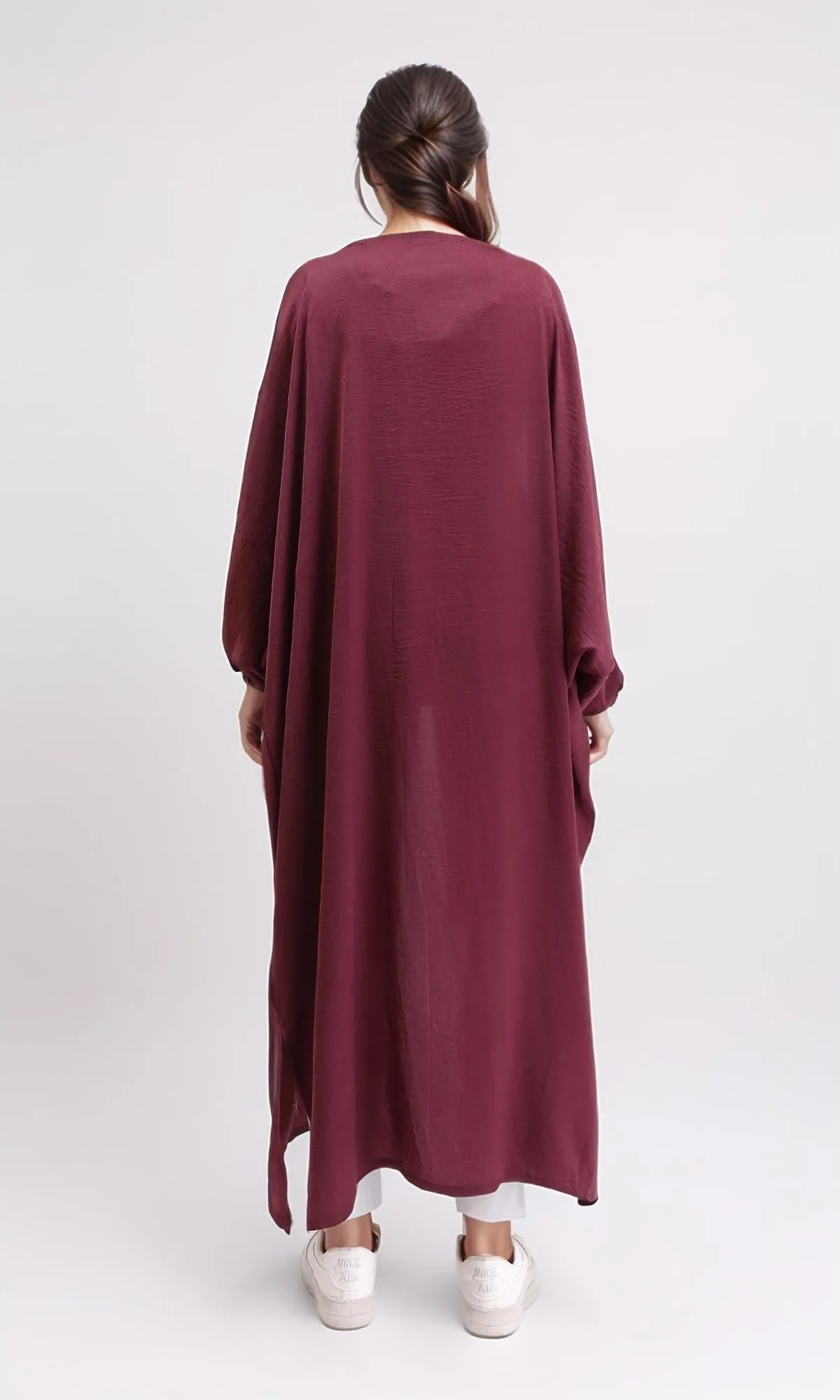 R207943 - Slip On Textured Long Cardigan - Maroon
