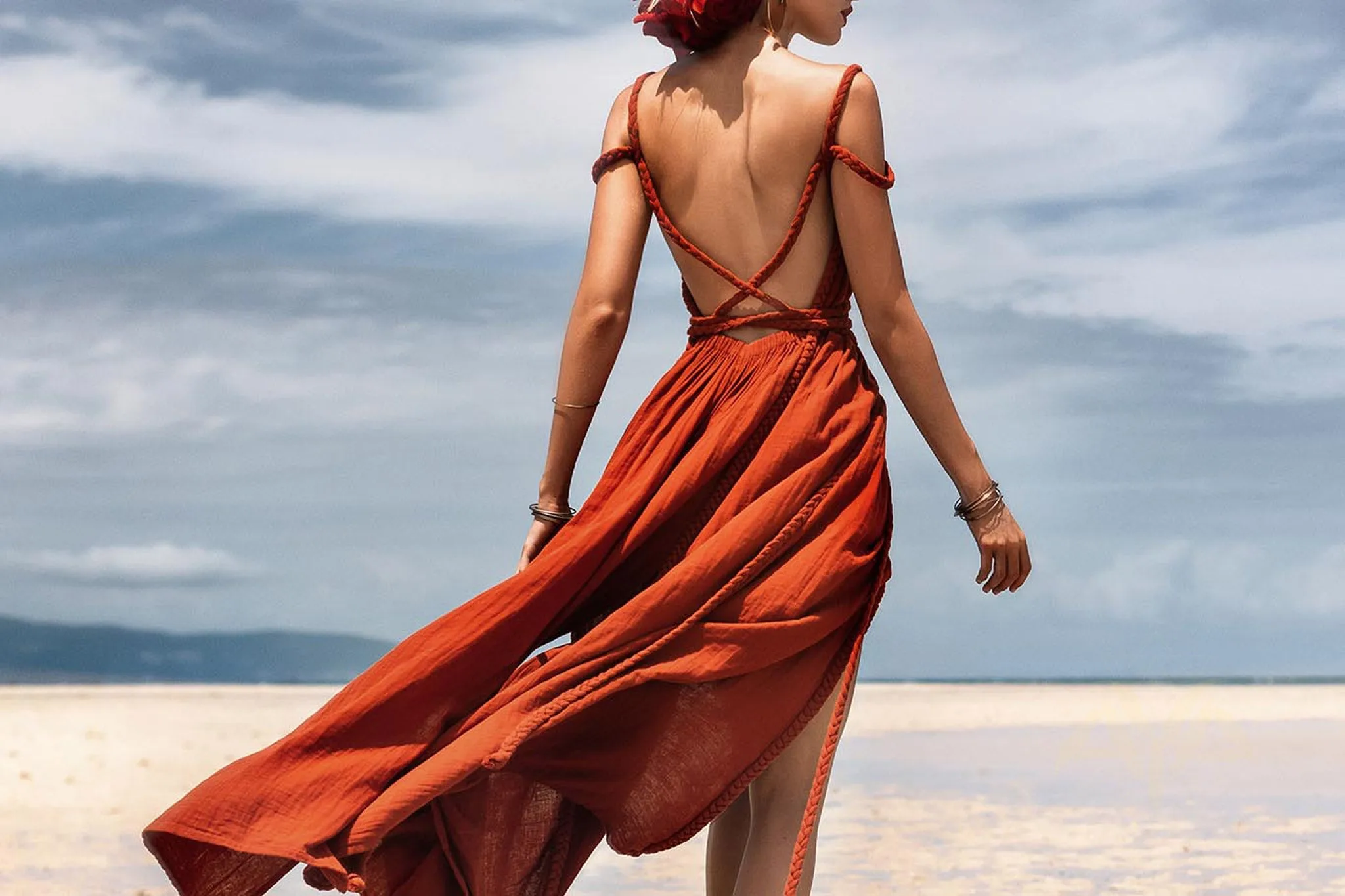 Red Greek Goddess Prom Boho Dress