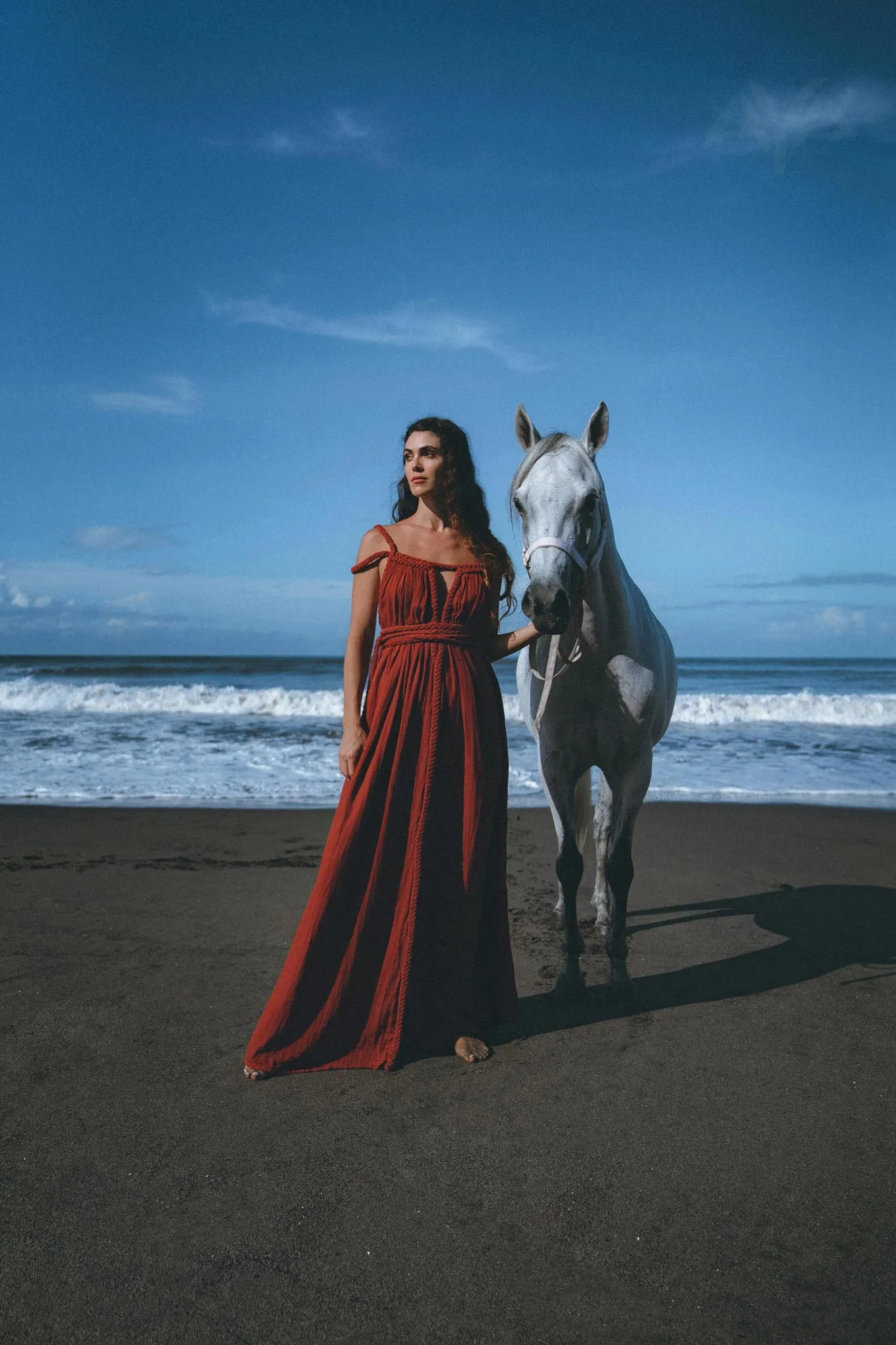 Red Greek Goddess Prom Boho Dress