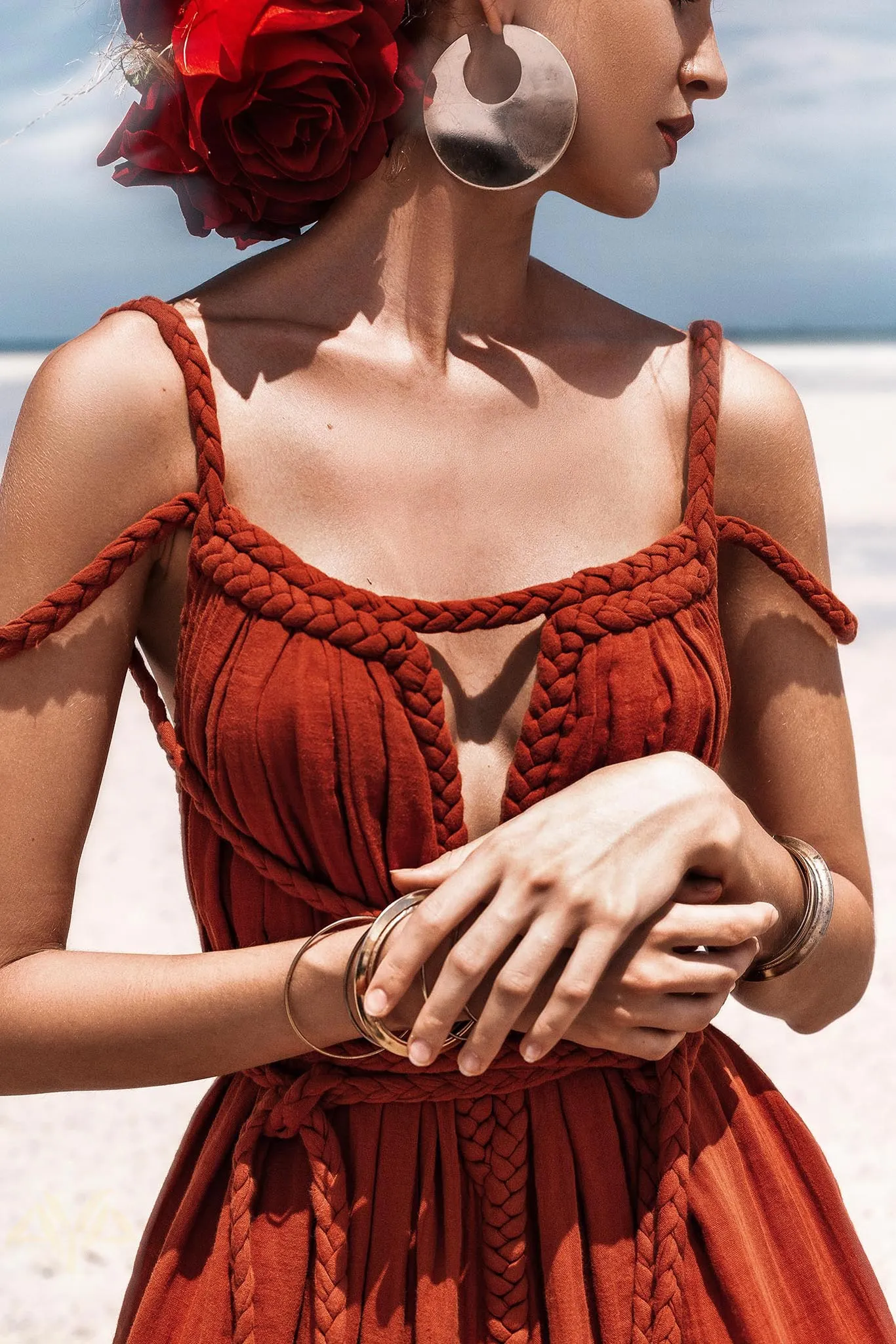 Red Greek Goddess Prom Boho Dress