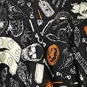 Retro Black Halloween Print Evita Swing Dress