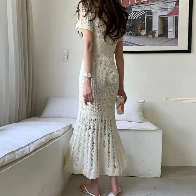 Retro Knitted Long Fishtail Dress