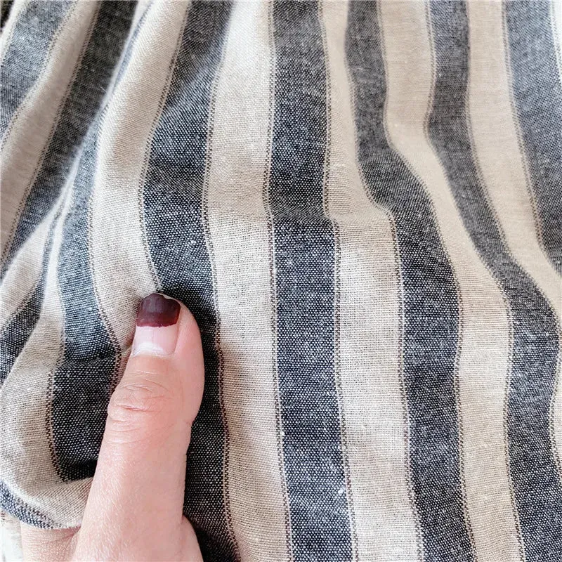 Retro Striped Calf-Length Ruffled Pants