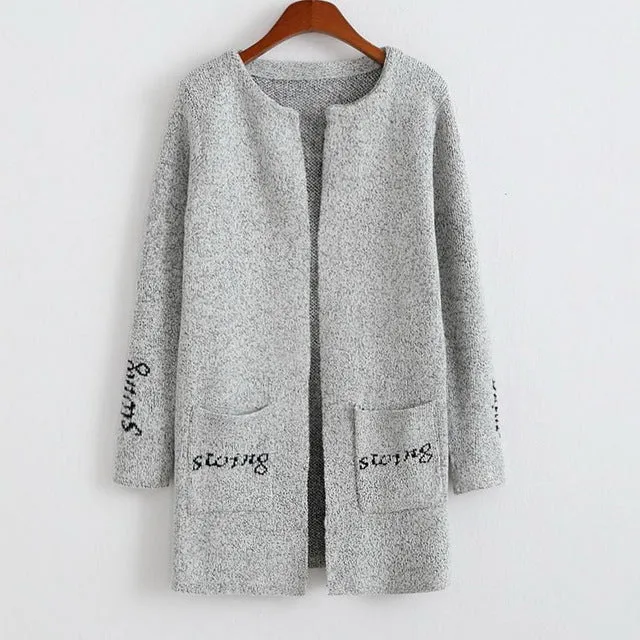 Star Printed Knitted Warm Long Cardigan