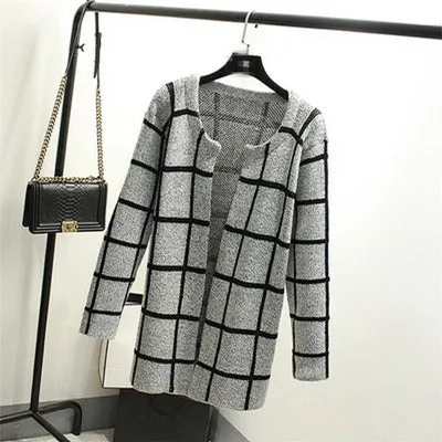 Star Printed Knitted Warm Long Cardigan