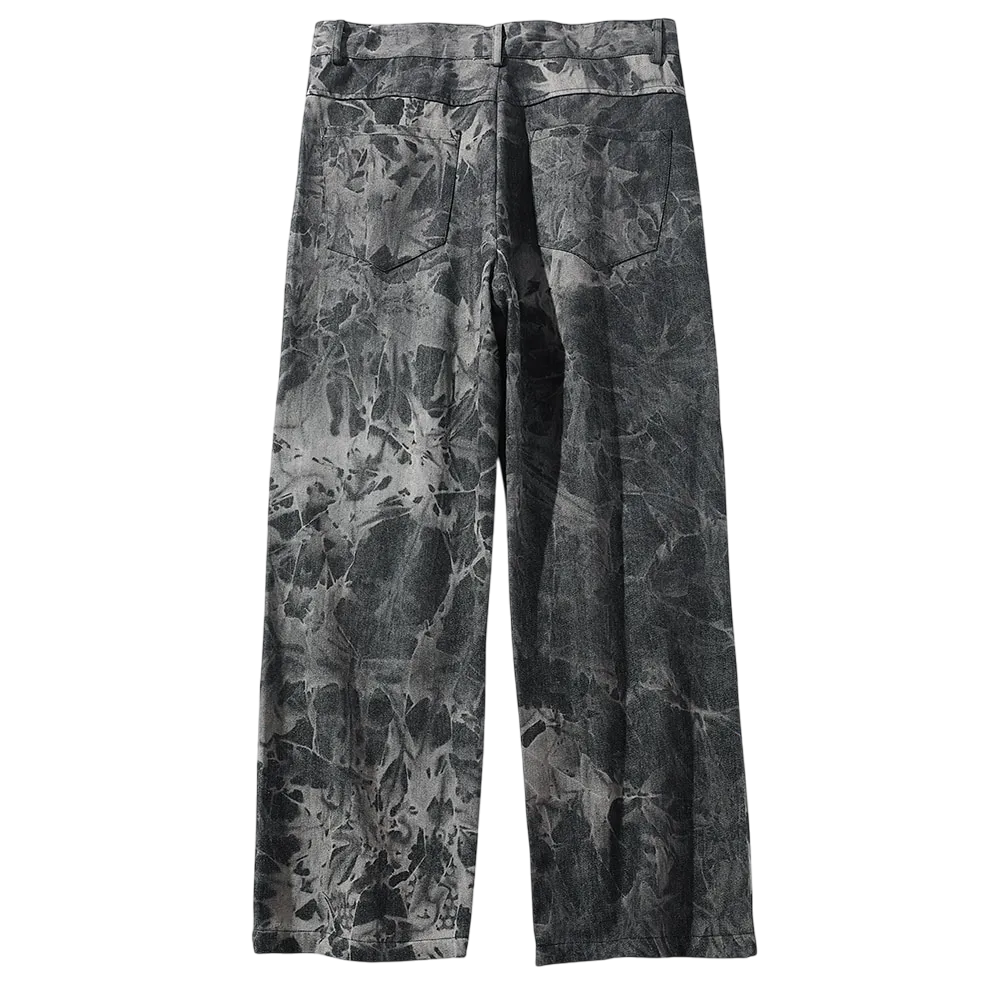 Straight Leg Chinos with Creature Print and Acid Wash Tie Dye
