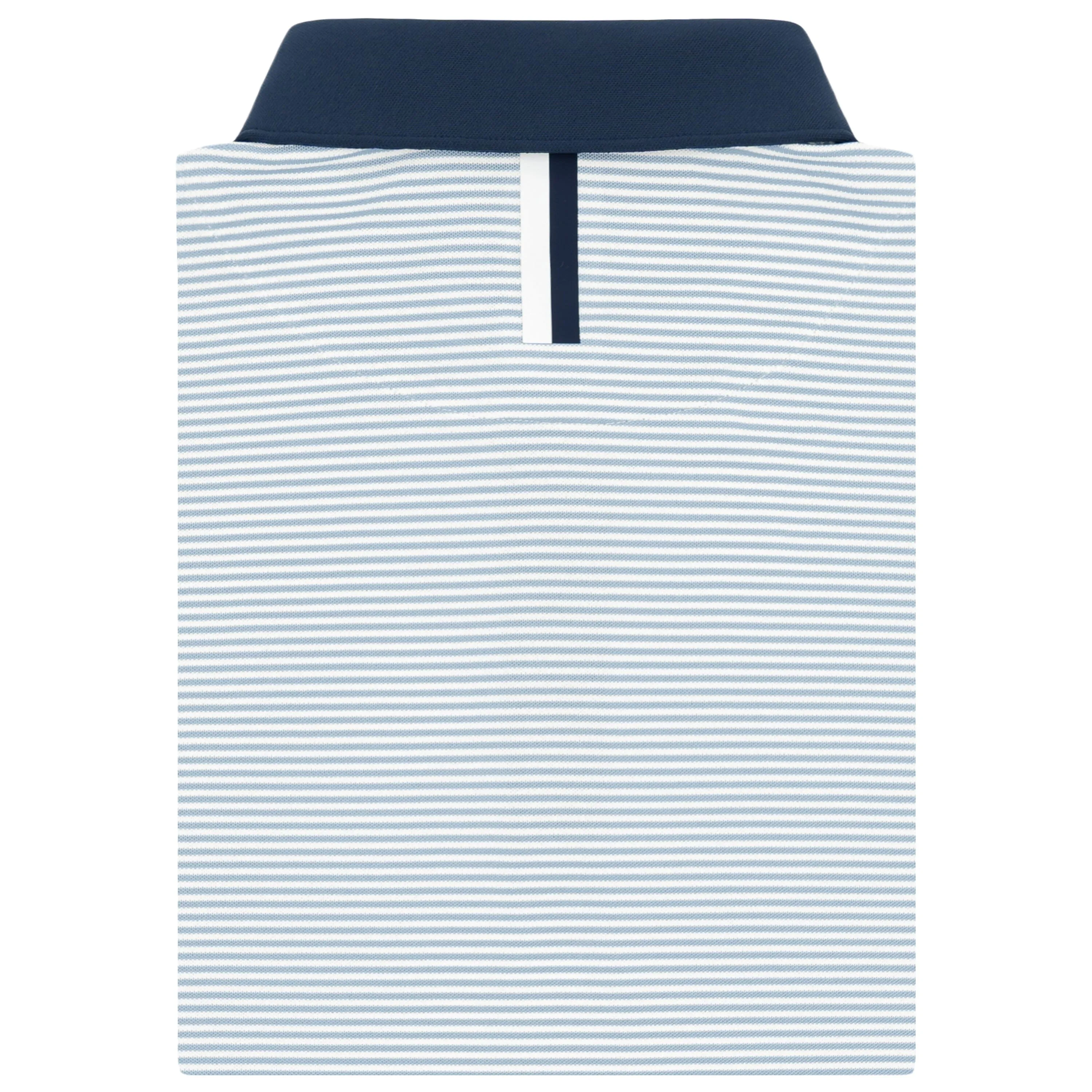 The Crispy Stripe Pique |  Performance Polo | The Crispy Stripe - Ice Pick Blue/White - Fleet Navy