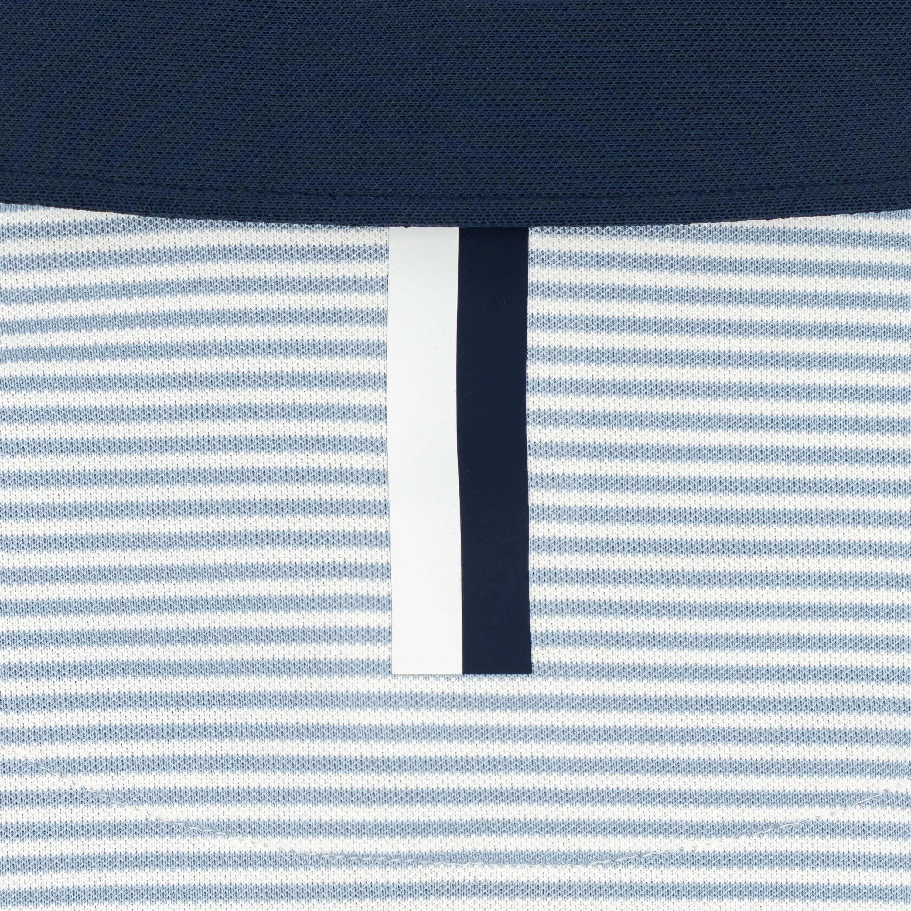 The Crispy Stripe Pique |  Performance Polo | The Crispy Stripe - Ice Pick Blue/White - Fleet Navy