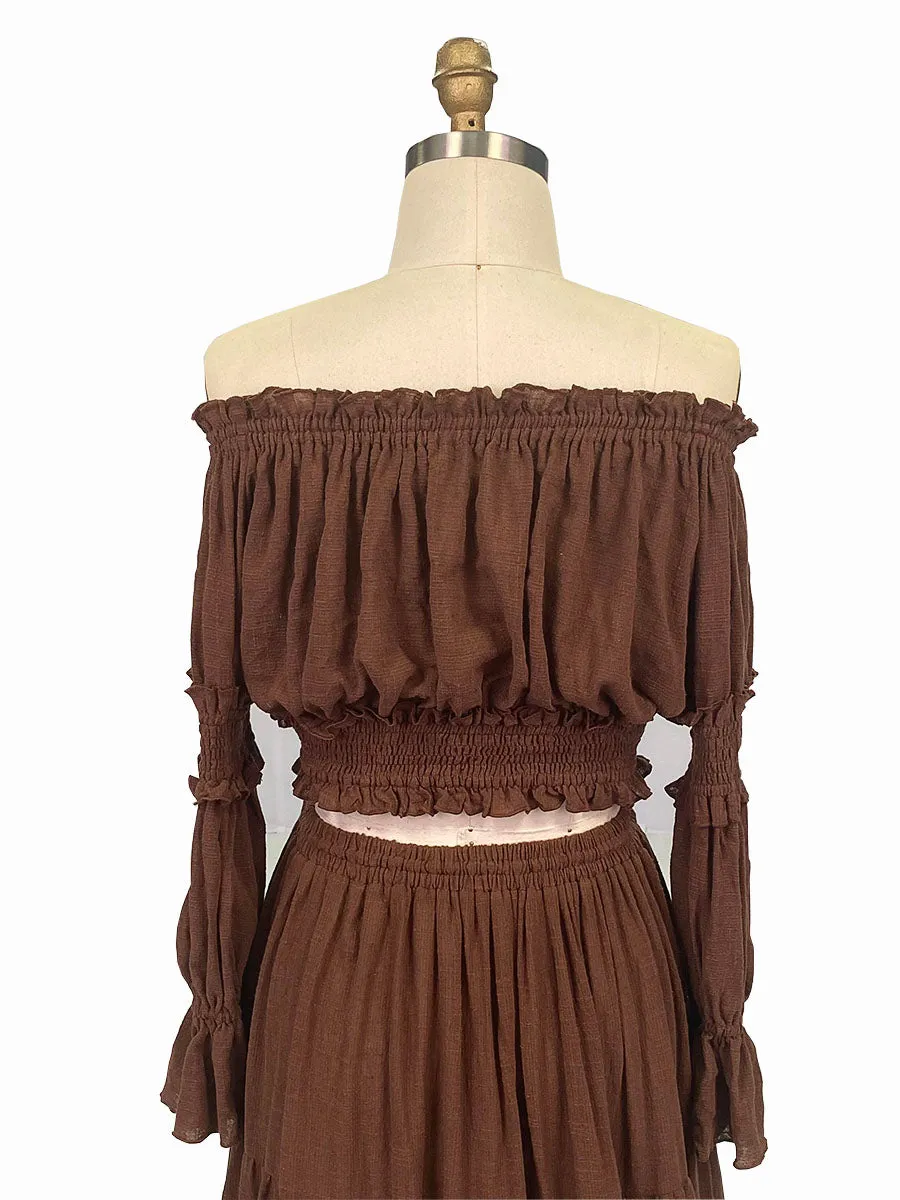 Two Pieces Set Dress Adjustable Waist Woman Boho Photo Shoot Dresses YW231071