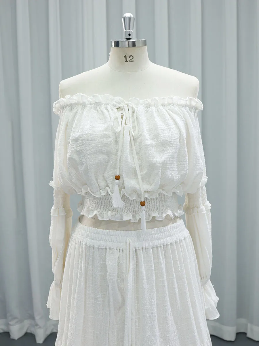 Two Pieces Set Dress Adjustable Waist Woman Boho Photo Shoot Dresses YW231071
