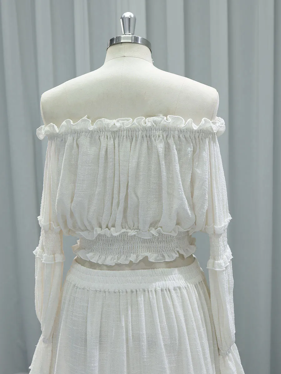 Two Pieces Set Dress Adjustable Waist Woman Boho Photo Shoot Dresses YW231071