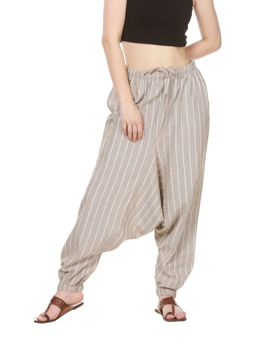 Women's Harem Pant | Grey Stripes | Fits Waist Size 28" to 36"
