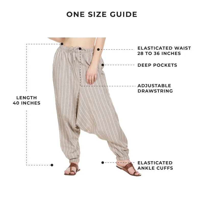 Women's Harem Pant | Grey Stripes | Fits Waist Size 28" to 36"